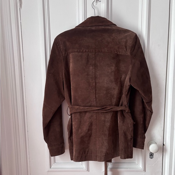 Women’s Vintage Denver Hayes Brown Suede Belted Buttoned Safari Jacket Large - Picture 5 of 12